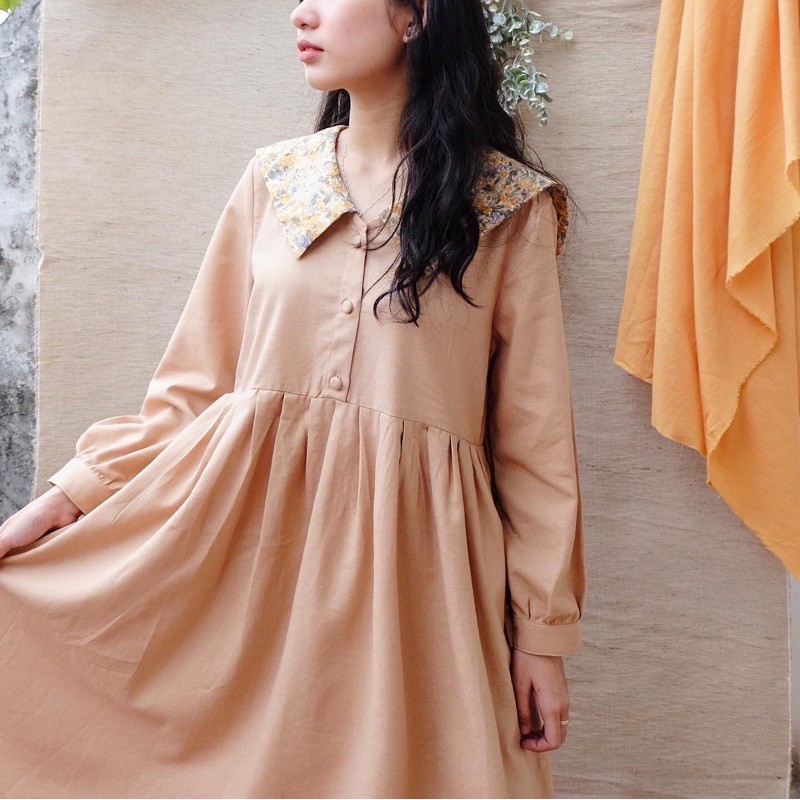 Đầm baby doll linen phối cổ thuỷ thủ by Savanna