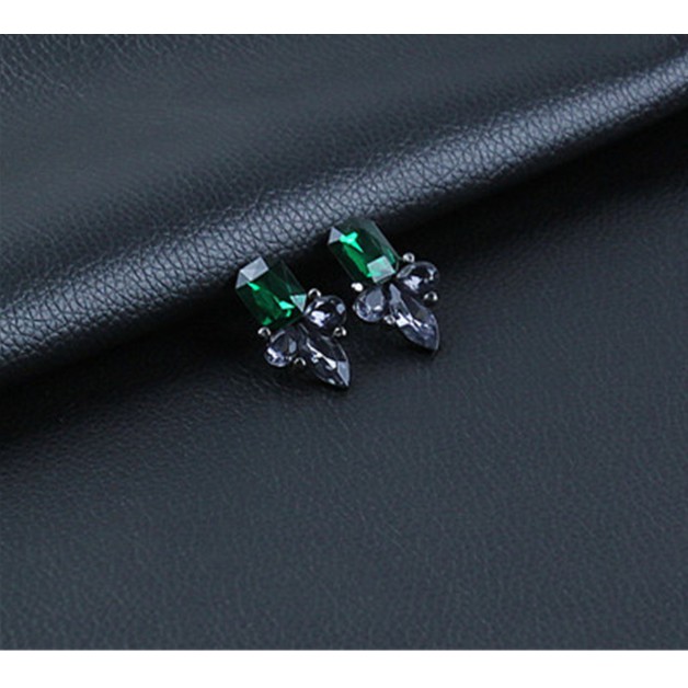 Khuyên tai tứ giác quạt đính kim nhiều màu XK14