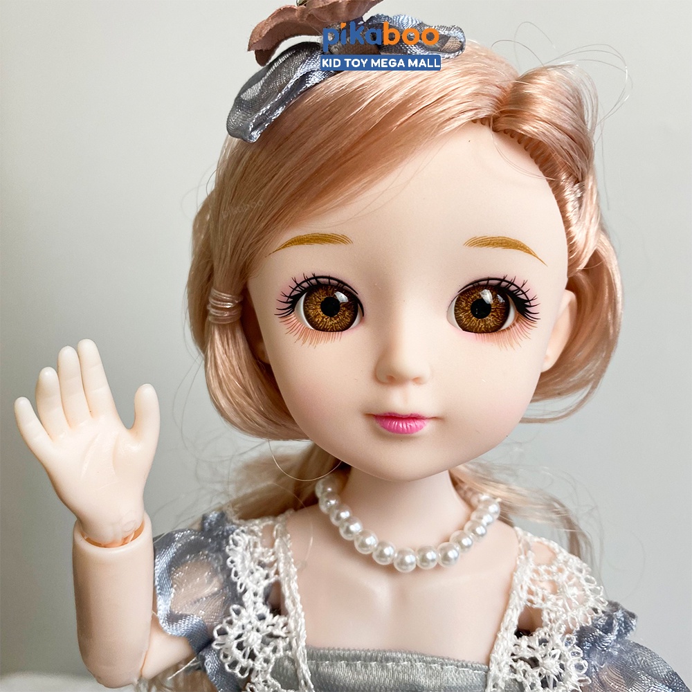 (Summer Sale 50%) Búp bê công chúa Pikaboo mặt xinh mắt 3D, váy xịn, có khớp tay chân, vòng cổ xịn, đã kiểm định an toàn