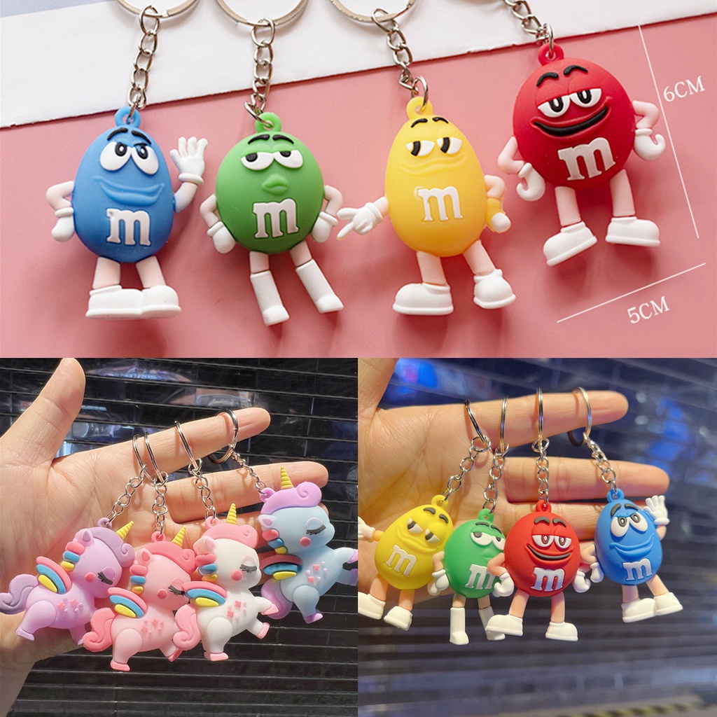 Móc Khóa Hình Ngựa Và Hạt Đậu Màu Cầu Vồng Dễ Thương