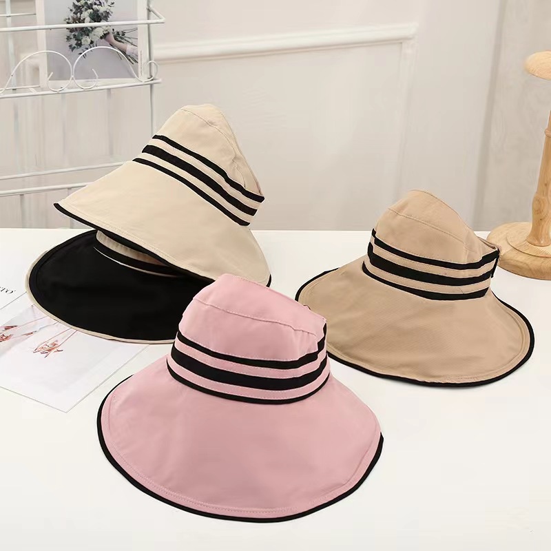 Nón Vành Rộng Che Mặt Hở Chóp Sọc Ngang Chống Nắng RQN2158