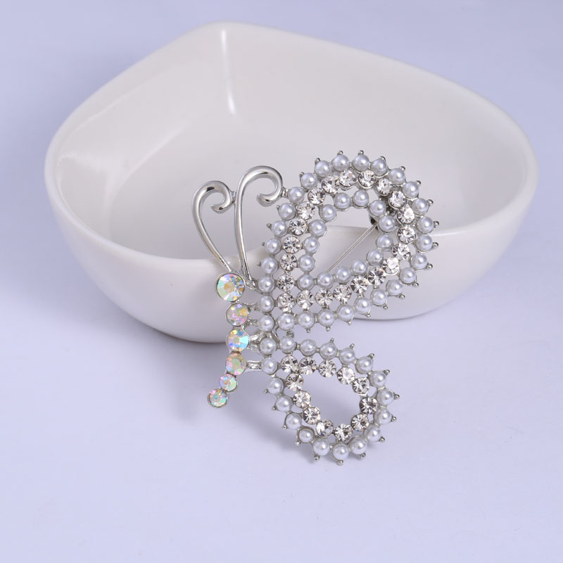 Ghim Cài Áo Hình Bướm Đính Ngọc Trai Nhân Tạo Thời Trang Cho Nữ