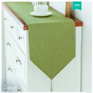 KHĂN TRẢI BÀN RUNNER LAN DECOR TBR415 VẢI TRƠN XANH CỐM