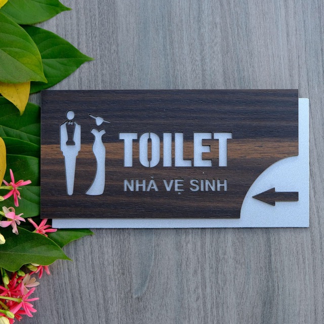 Bảng Toilet nhà vệ sinh mặt gỗ nền nhôm dán tường TL12