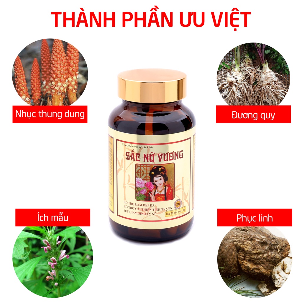 Viên uống đẹp da Sắc Nữ Vương HDPHARMA bổ sung collagen, isoflavon tăng nội tiết tố nữ - 60 viên