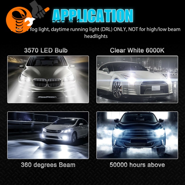 2 Đèn Led 881 862 886 889 894 896 898 Xenon 6000k 4000lm Ip67 Cho Xe Hơi