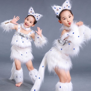 ChỗTrẻ Em Động Vật Múa Trang Phục Quần Áo Cho Bé Gái 3 Đến 14 Tuổi Mèo Ba Tư Học Meo Meo Trang Phục Mới Lạ Halloween Giáng Sinh