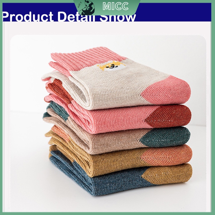 Bộ 5 Đôi Vớ Chất Liệu Cotton Thời Trang Thu Đông Ấm Áp Cho Bé