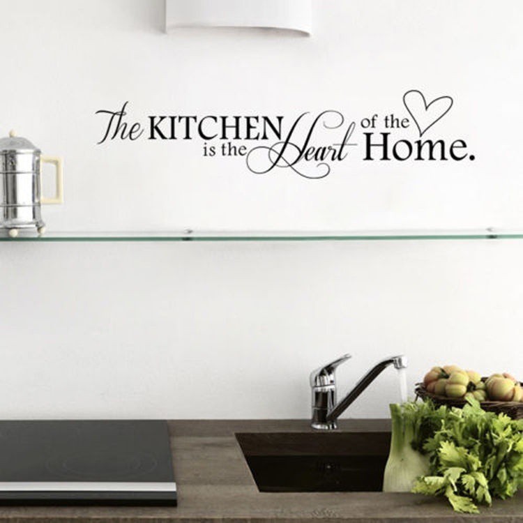 New English Kitchen Heart Waterproof Mural PVC Decal Decor Wall Sticker DIY