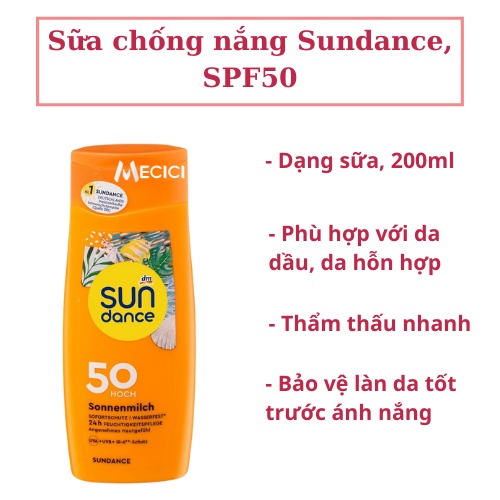 Kem chống nắng Sundance Đức SPF50 100ml, 200ml - Shop Mecici