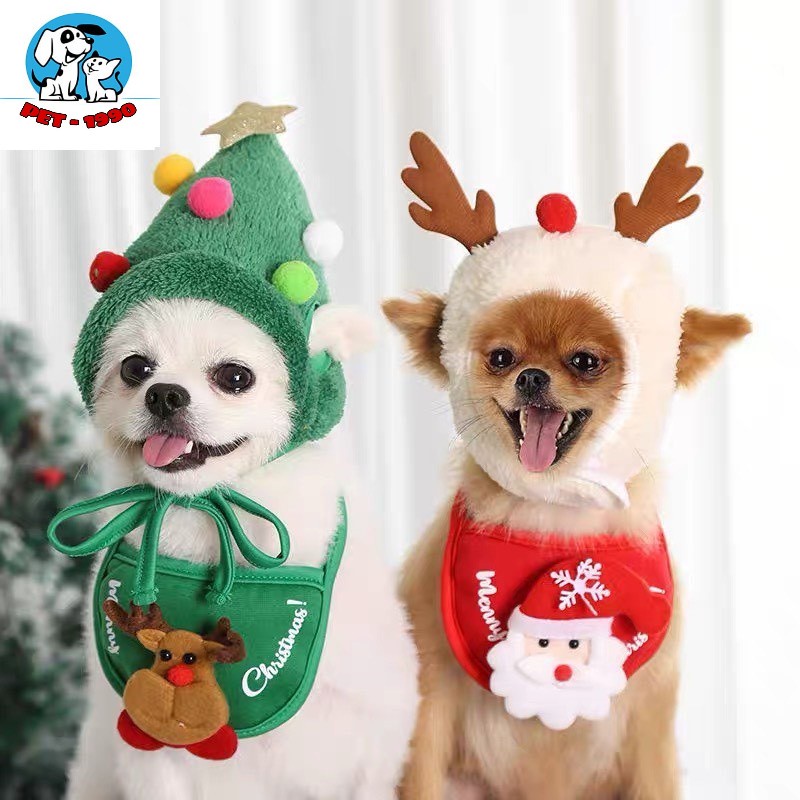 Yếm Và Mũ Noel Giáng Sinh Cho Chó Mèo - Quần Áo Noel Cho Thú Cưng Cực Đáng Yêu-  PET1990