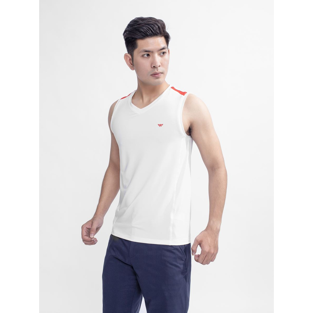 Áo Lót Nam Áo Thun Ba Lỗ Aristino ATT015S9 Màu Trắng Dáng Slim Fit Chất Liệu Polyester Thể Thao