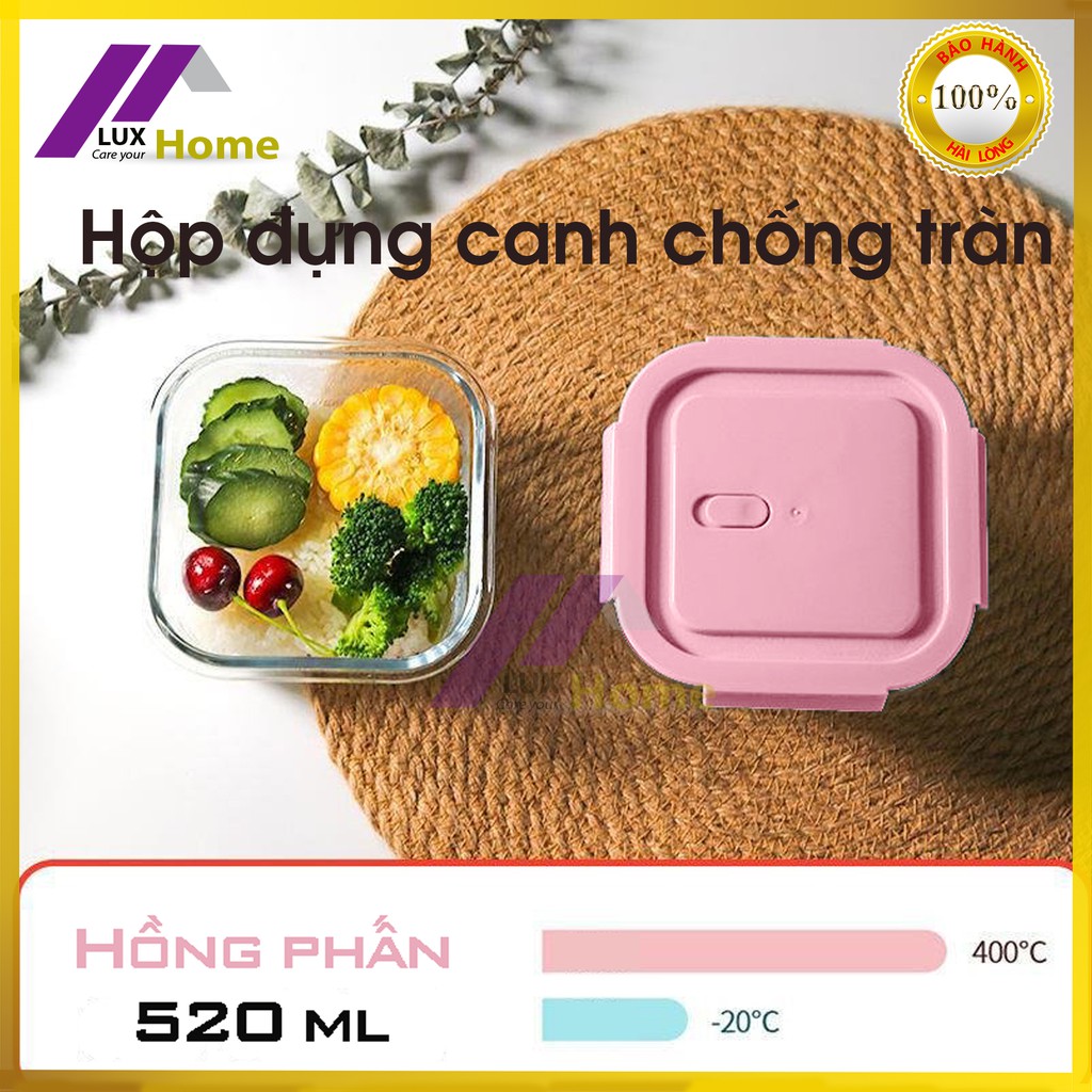 Hộp đựng canh chống tràn bằng thủy tinh, hộp đựng thức ăn 1 ngăn