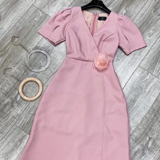 Đầm maxi cổ chéo + tag hoa hồng bigsize 55kg-90kg