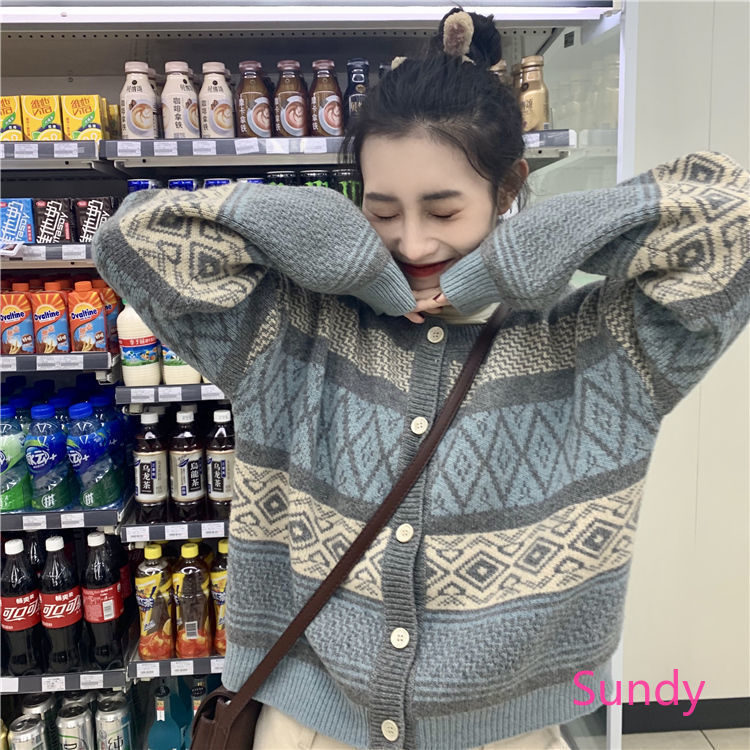 Áo khoác cardigan dệt kim tay dài thời trang thu đông cho phái nữ