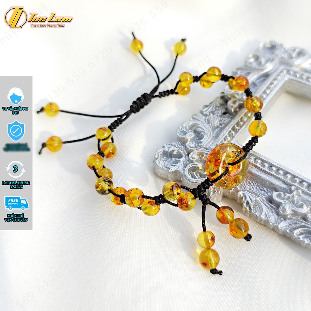 Vòng tay nữ dây chỉ may mắn bện hạt màu vàng đồng điếu tài lộc hợp mệnh - Tuệ Lâm
