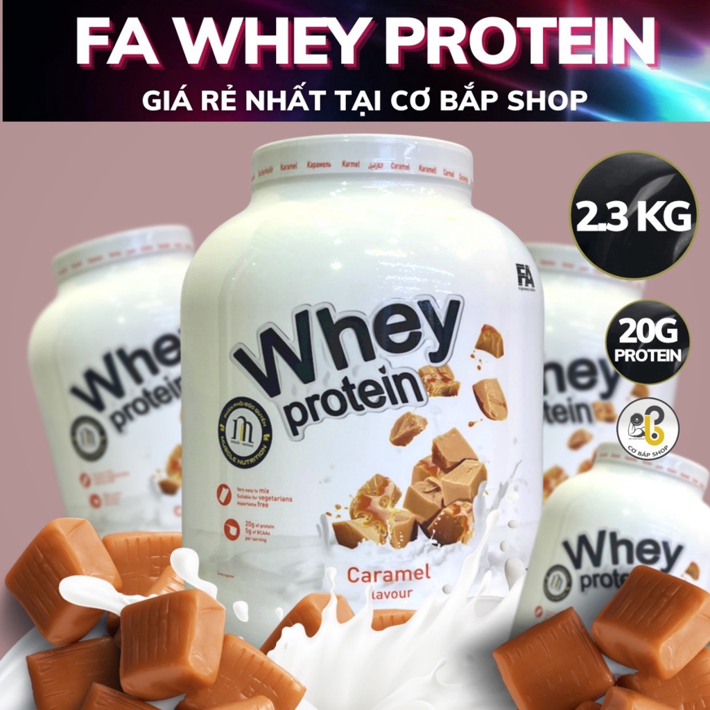 ' WHEY TĂNG CƠ GIÁ RẺ ' FA WHEY PROTEIN - HỖ TRỢ PHÁT TRIỂN CƠ BẮP - PHỤC HỒI NHANH - HỘP 2.27KG ( 71 LẦN DÙNG )
