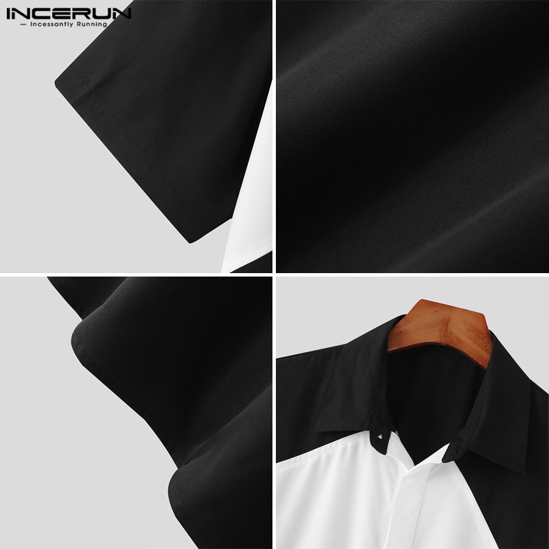 Áo sơ mi INCERUN dáng rộng in màu độc lạ phong cách mùa hè cho nam
