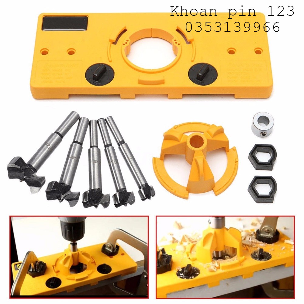 Bộ 5 mũi khoan khoét lỗ trên gỗ, nhựa 2 cạnh size 15-35mm cao cấp