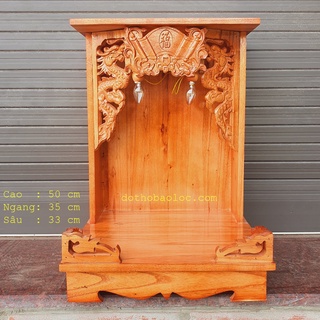 Bàn thờ thần tài ông địa gỗ xoan ngang 35cm lọng cực đẹp rẻ và bền bỉ