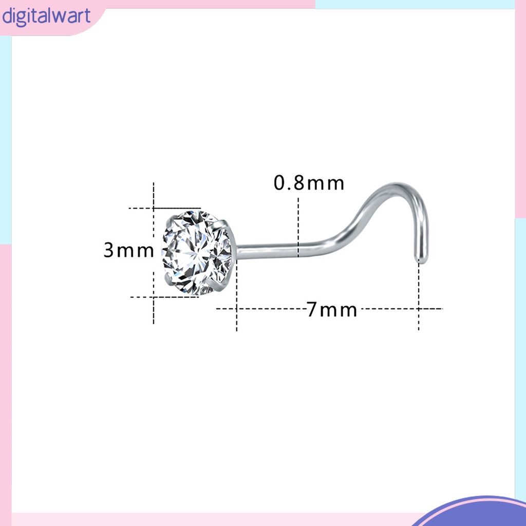Set 3 Khuyên Mũi Bằng Thép Không Gỉ Đính Đá Cá Tính