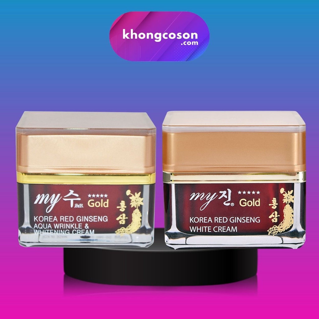 Kem Dưỡng Da Hồng Sâm My Gold Trắng Da Giảm Nám Tàn Nhang Ngày Đêm Red Ginseng Aqua Wrinkle 50ml - Khongcoson