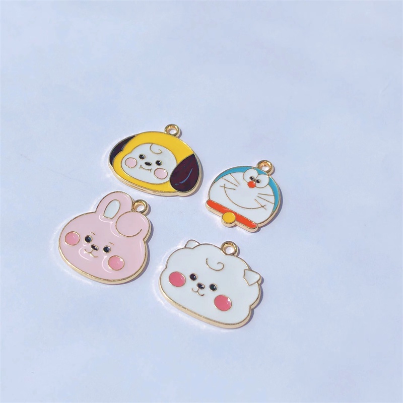 Bộ 4 Mặt Dây Chuyền Hình Thỏ / Mèo Nhiều Màu Đáng Yêu Charms