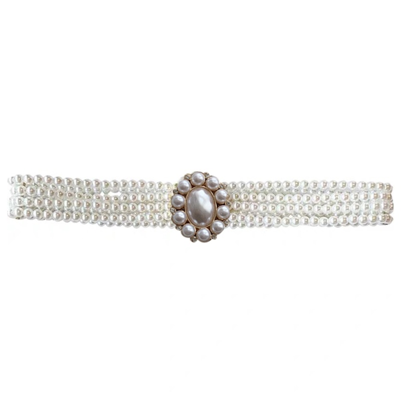 Thắt Lưng Co Giãn Đính Hạt Ngọc Trai Phong Cách Vintage
