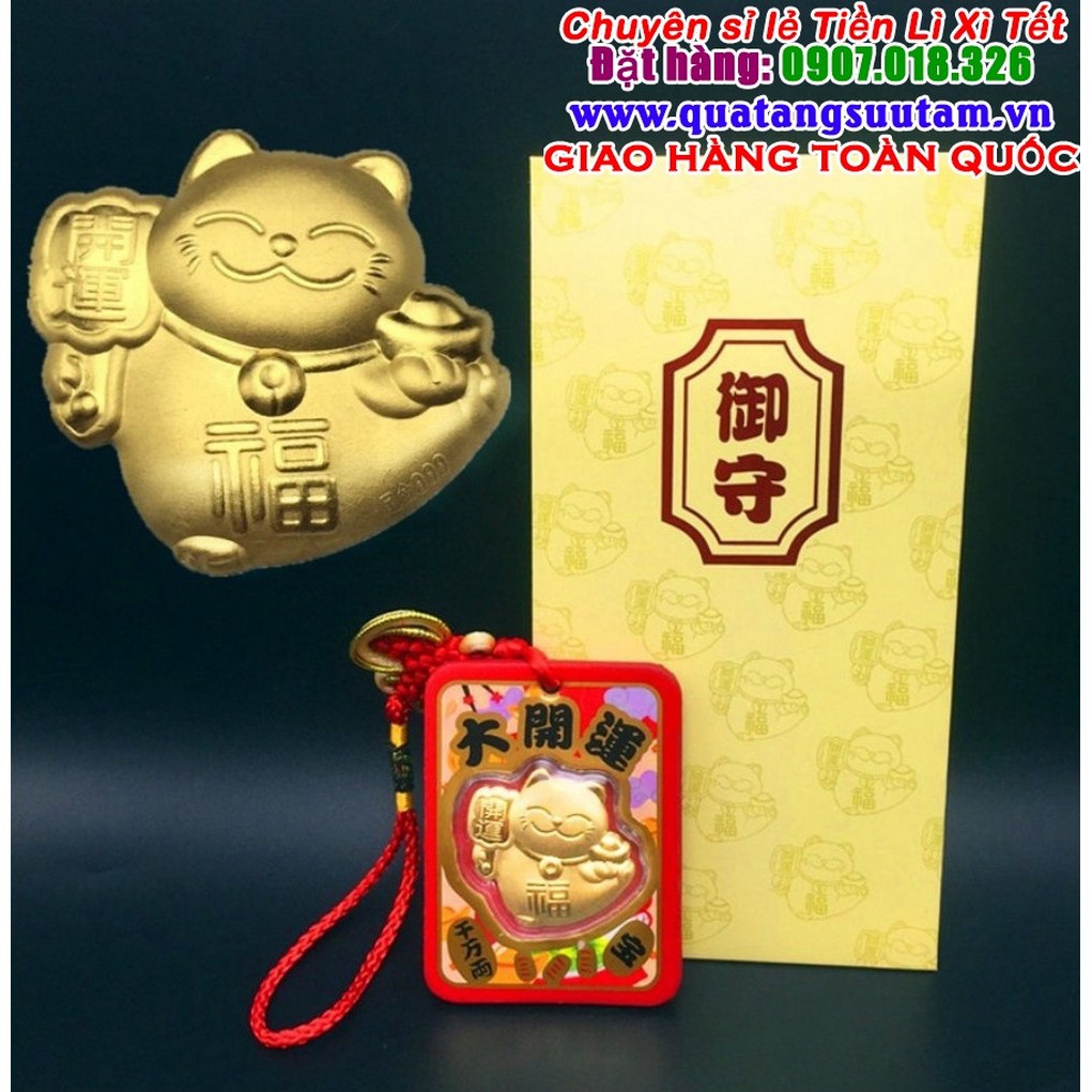 Quà tặng sang chảnh ngày Tết - Bao Lì Xì Mèo Như Ý Cát Tường Vàng 24k