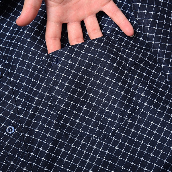 Áo Sơ Mi Nam Công Sở Trung Niên Thương Hiệu Anton Dài Tay Vải Cotton Họa Tiết Lưới Màu Xanh Đen - 301 | BigBuy360 - bigbuy360.vn