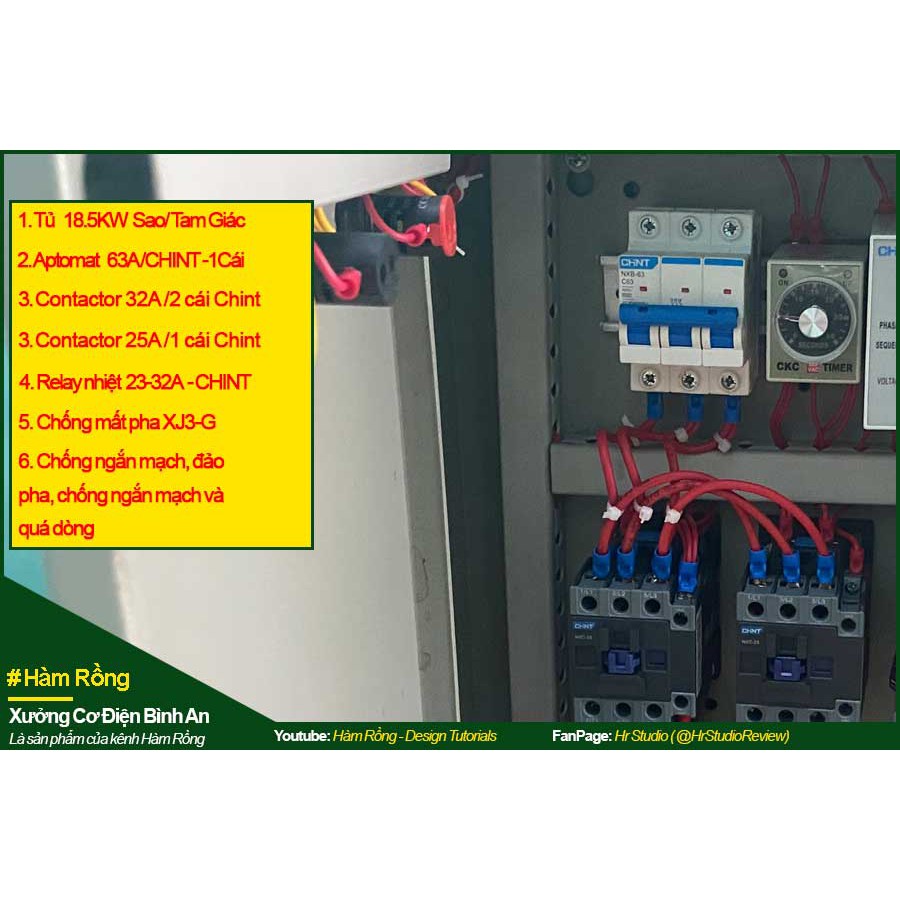 Tủ điều khiển bật tắt sao tam giác công suất 18.5KW bảo vệ ngắn mạch, đảo pha và quá dòng chính hãng CHINT