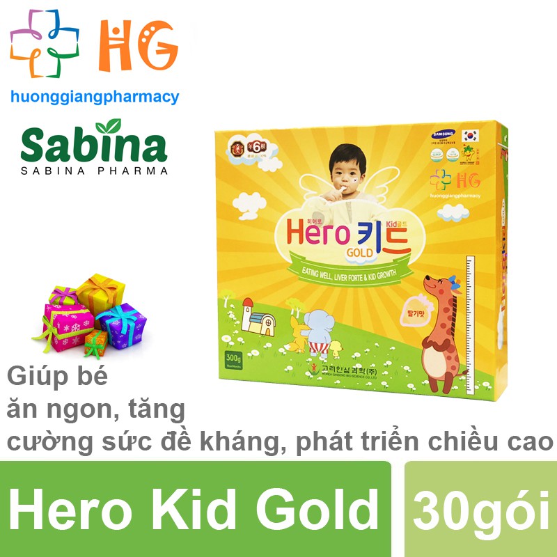 Hero Kid Gold Vitamin tổng hợp cho bé Hỗ trợ cải thiện biếng ăn Tăng đề kháng Tăng chiều cao Mát gan Hết mệt mỏi
