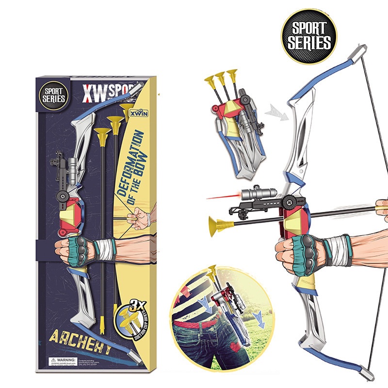 ┋✖❡Đồ chơi cung tên thể thao XYWIN đèn Lazer, đầu hít an toàn loại đại 63cm cho trẻ em