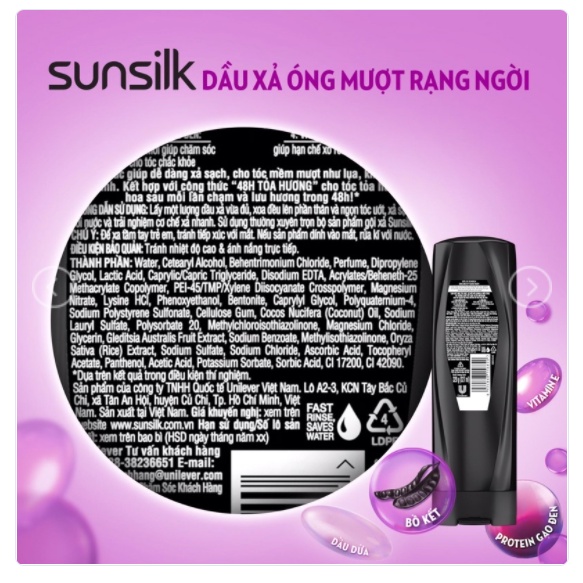 Dầu xả Sunsilk 320g giúp tóc mềm mượt, không lo bết dính với dưỡng chất thiên nhiên