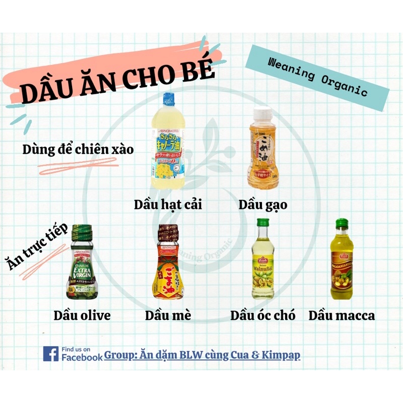 Các loại dầu ăn dặm cho bé từ 6 tháng