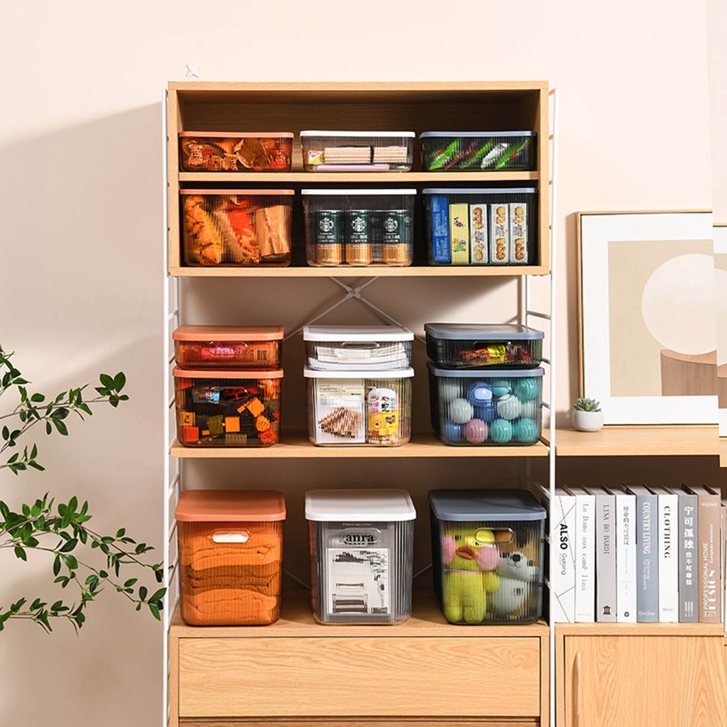 Hộp đựng đồ dùng JUJIAJIA cỡ lớn trong suốt để bàn tiện lợi