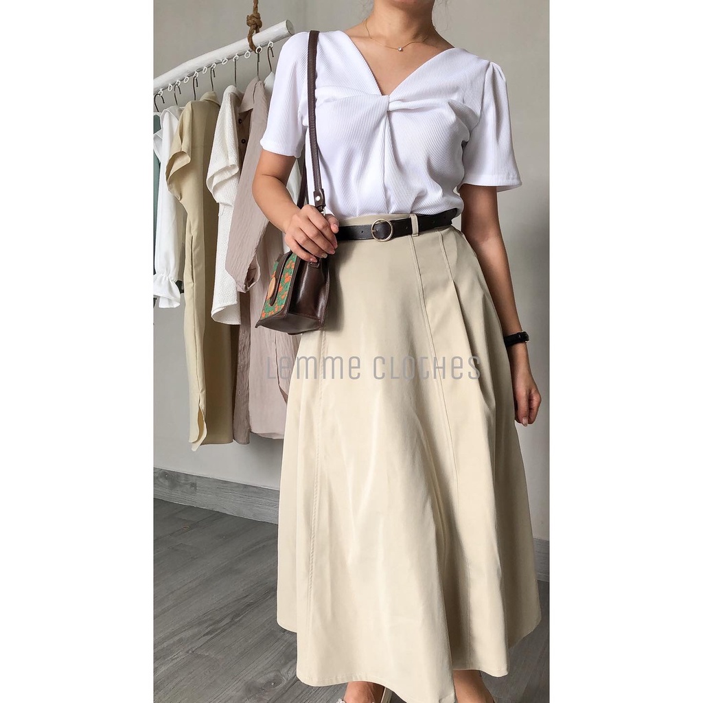 Chân váy dáng dài xếp ly-LEMME
