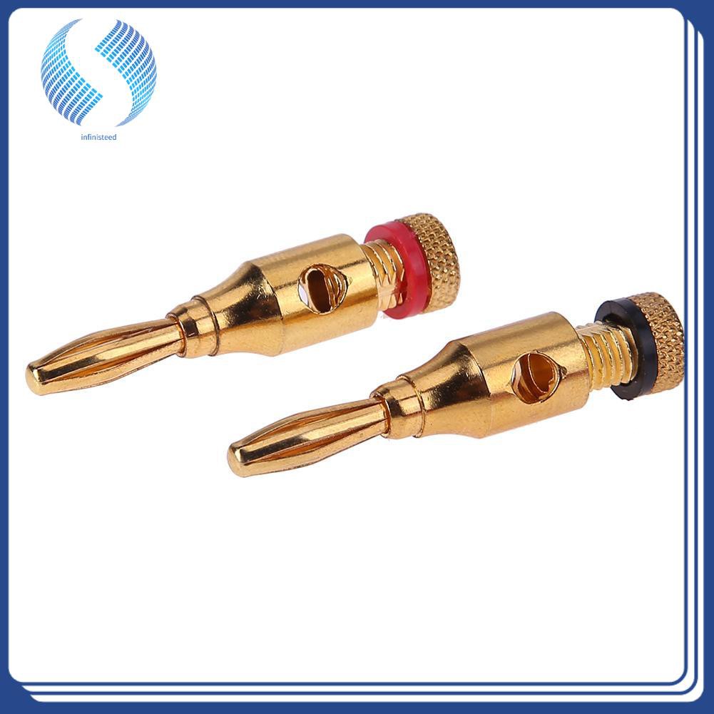 Whitelotous 2pcs Gold-Plated Plugs Musical Audio Speaker Cable Wire DIY Connectors