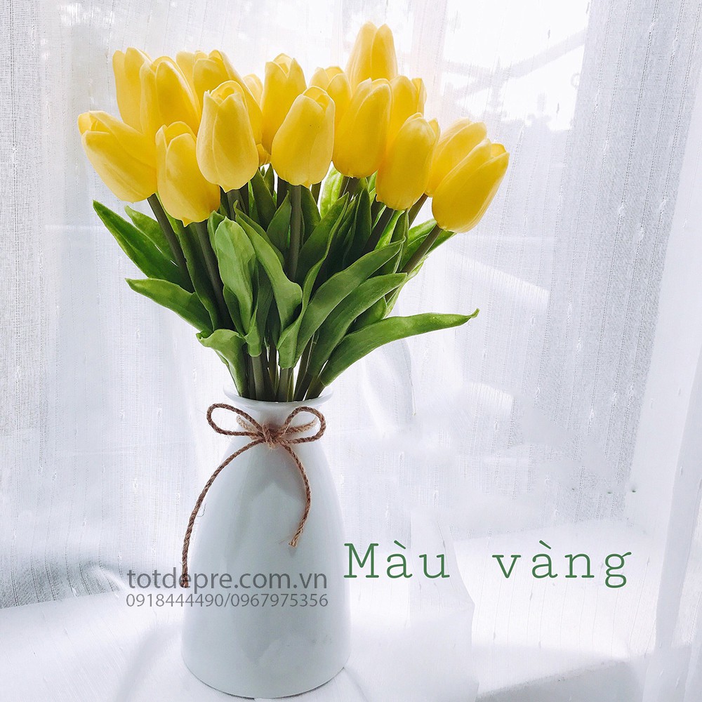 Tulip bông lẻ hoa nhựa dẻo như thật