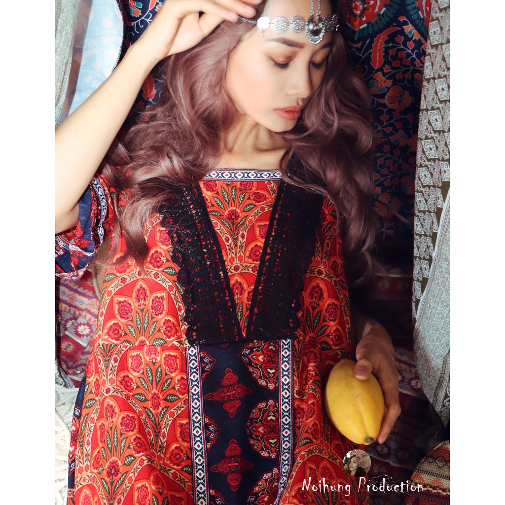 Đầm Váy Bohemian thổ cẩm maxi vintage babydoll ulzzang boho dáng dài suông rộng xòe đi biển đẹp rẻ bigsize bầu hotgirl