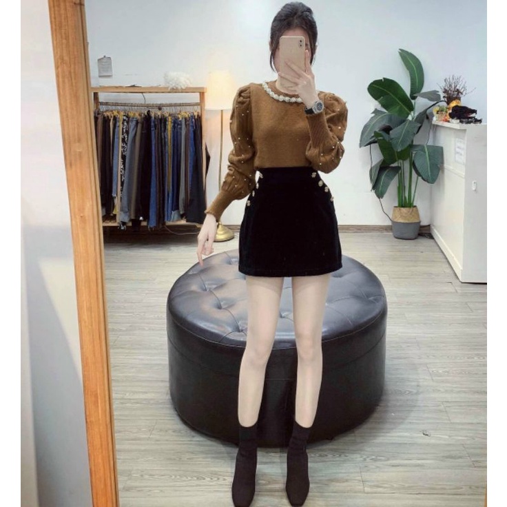 Chân váy nhung khuy | BigBuy360 - bigbuy360.vn