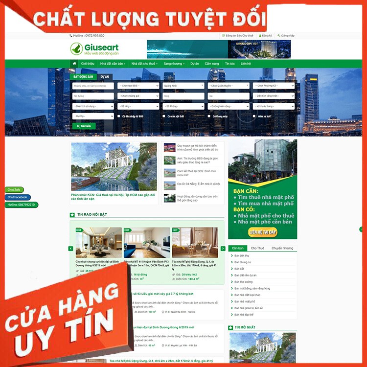 Website Rao Vặt Bất Động Sản (Tặng miễn phí Hosting 1 năm + USB 4GB)