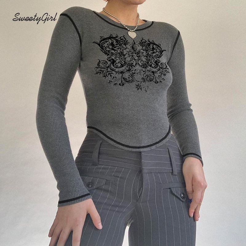 Áo Thun Tay Dài Cổ Tròn Dáng Ôm In Màu Tương Phản Thời Trang 2022 Dành Cho Bạn Nữ