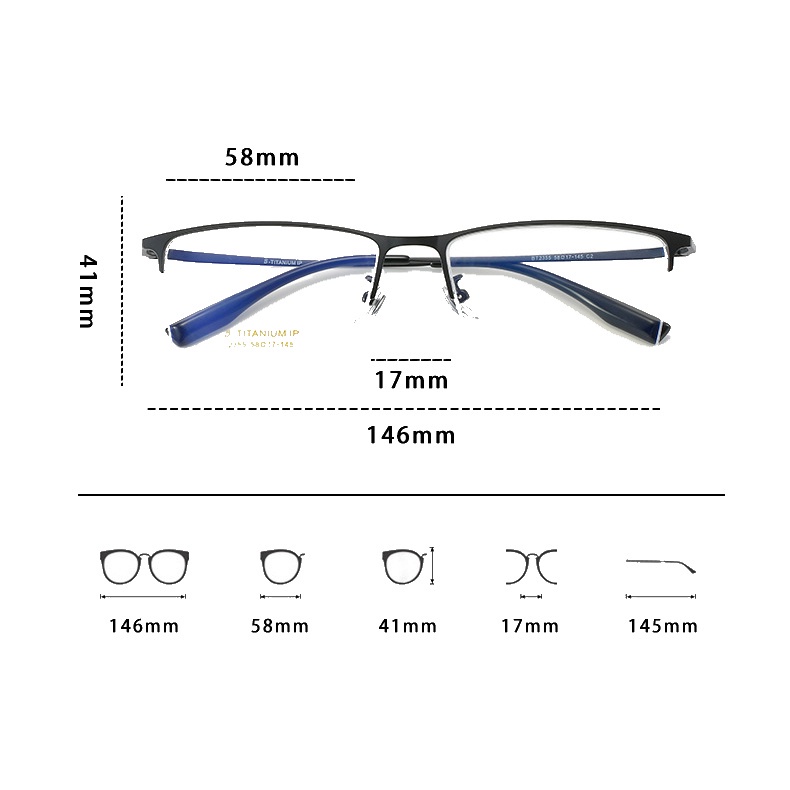 Hevia Mắt Kính Gọng Titan Siêu Nhẹ Thoải Mái pt078