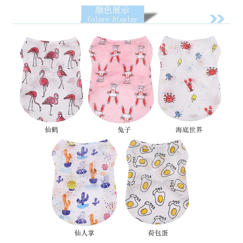 Áo Không Tay In Họa Tiết Hoạt Hình Vải Cotton Thoáng Khí Cho Thú Cưng