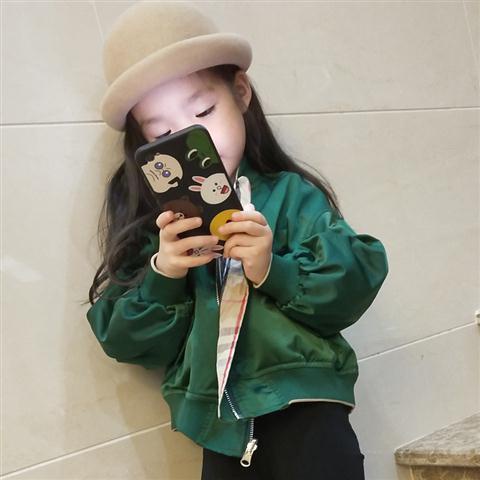 Áo khoác bóng chày họa tiết caro thời trang cho bé gái