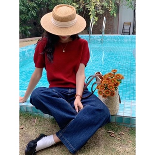 Áo len gân cộc tay basic 21808 CHERRYCOCO