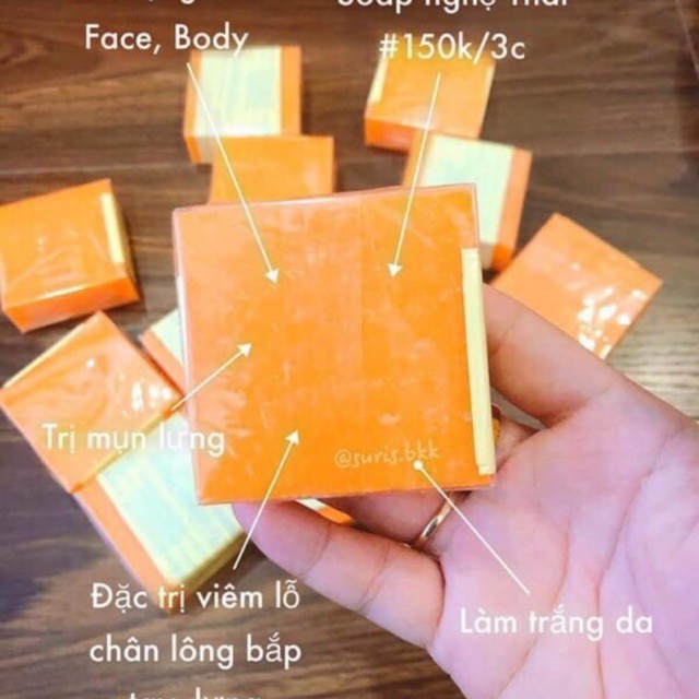 Xà Bông Cam xà bông cục trắng da giảm mụn lưng thâm, đều màu da Galong Thái Lan