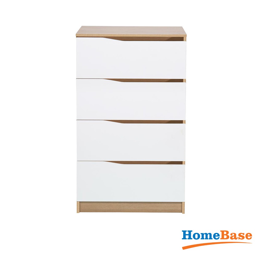 HomeBase by HomePro Thailand FURDINI Tủ gỗ 4 ngăn Thái Lan W59xD39xH89CM màu trắng/gỗ sồi | BigBuy360 - bigbuy360.vn