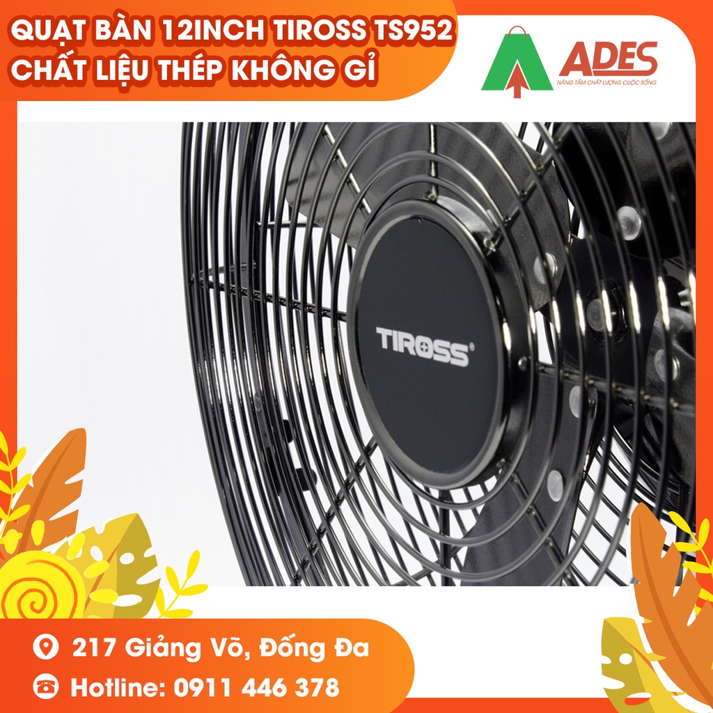 Quạt Bàn 12Inch TIROSS TS952 | Chất liệu thép không gỉ, sơn tĩnh điện